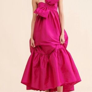 Anthropologie Astu One Shoulder Fuchsia Dress